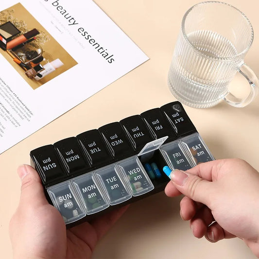 New Travel Pill Case Organizer Weekly Portable Am and Pm