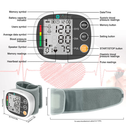 Smart Automatic Blood Pressure Monitor Digital Wrist