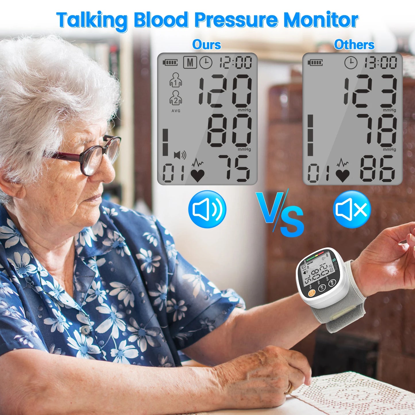 Smart Automatic Blood Pressure Monitor Digital Wrist