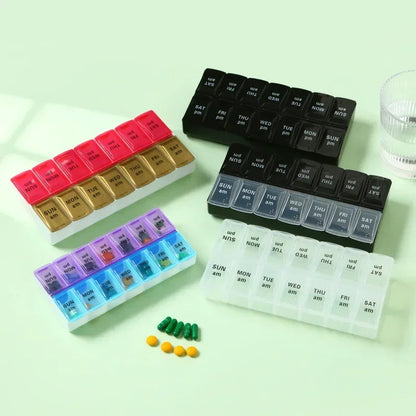 New Travel Pill Case Organizer Weekly Portable Am and Pm