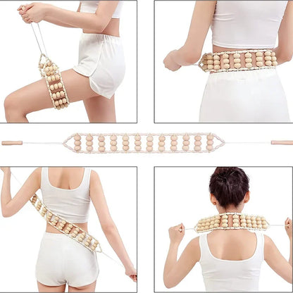 Wood Back Massage Roller Rope Body Shaping Cellulite Massage Tools Self Massage Tools