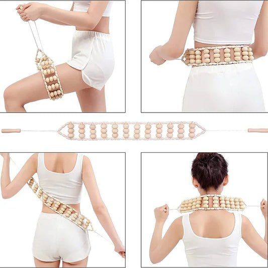 Wood Back Massage Roller Rope Body Shaping Cellulite Massage Tools Self Massage Tools