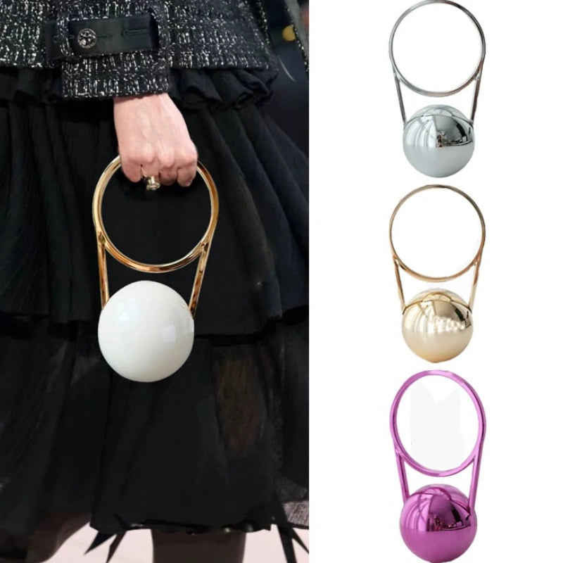 Luxury Pearl Ball Handle Bag with Exaggerated Multi-layer Imitation Pearl Choker Necklace