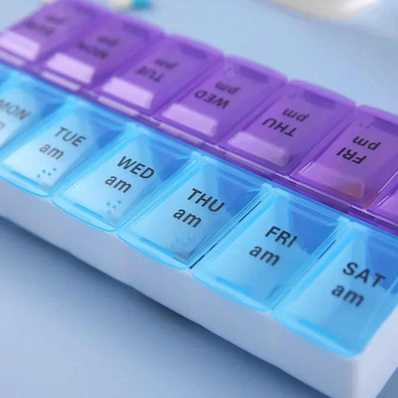 New Travel Pill Case Organizer Weekly Portable Am and Pm