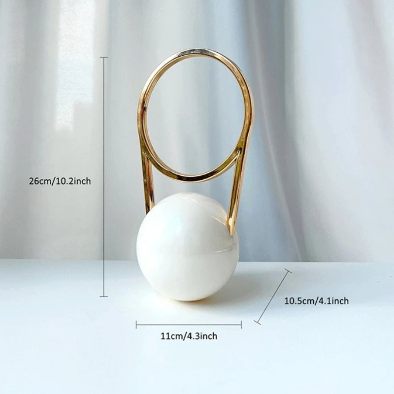 Luxury Pearl Ball Handle Bag with Exaggerated Multi-layer Imitation Pearl Choker Necklace