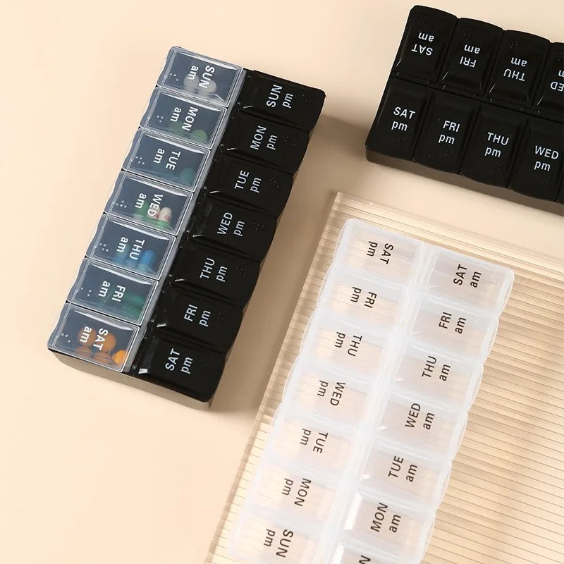 New Travel Pill Case Organizer Weekly Portable Am and Pm