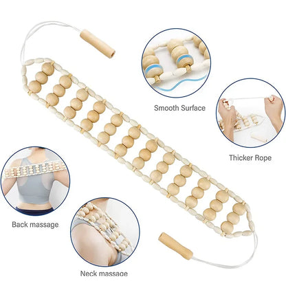 Wood Back Massage Roller Rope Body Shaping Cellulite Massage Tools Self Massage Tools