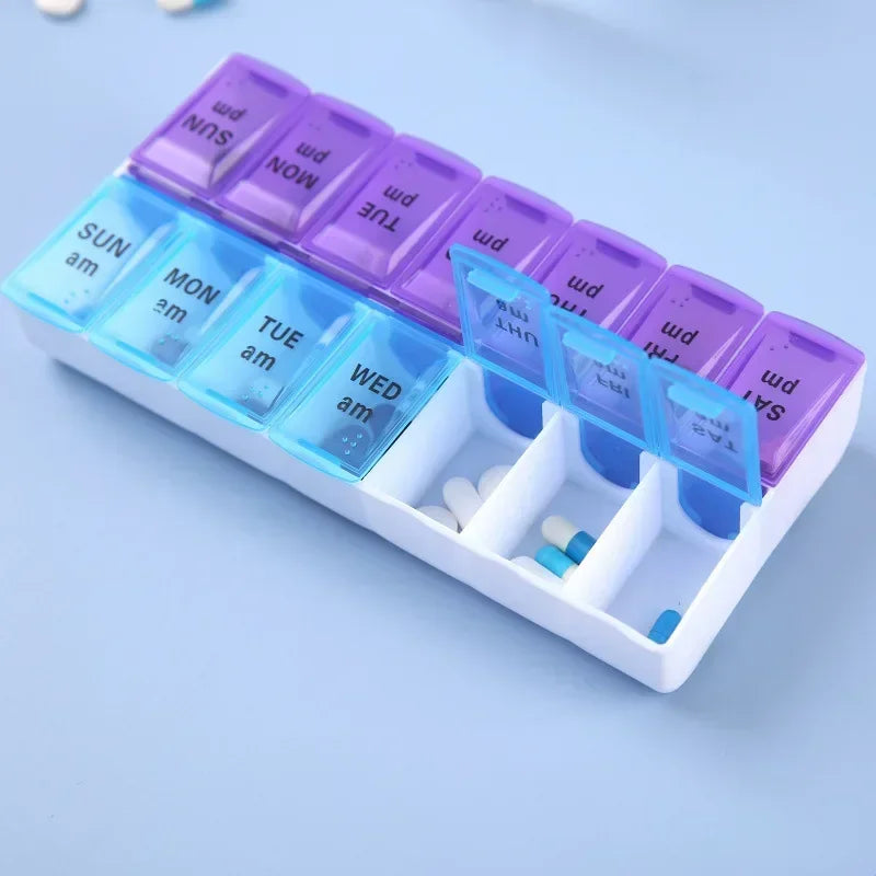 New Travel Pill Case Organizer Weekly Portable Am and Pm