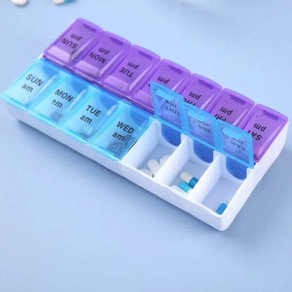 New Travel Pill Case Organizer Weekly Portable Am and Pm